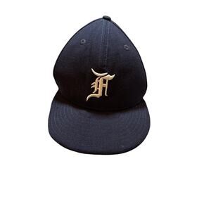 Fear of God Essentials x New Era 59FIFTY Fitted Hat Navy Wool Size 7 1/8 F Logo